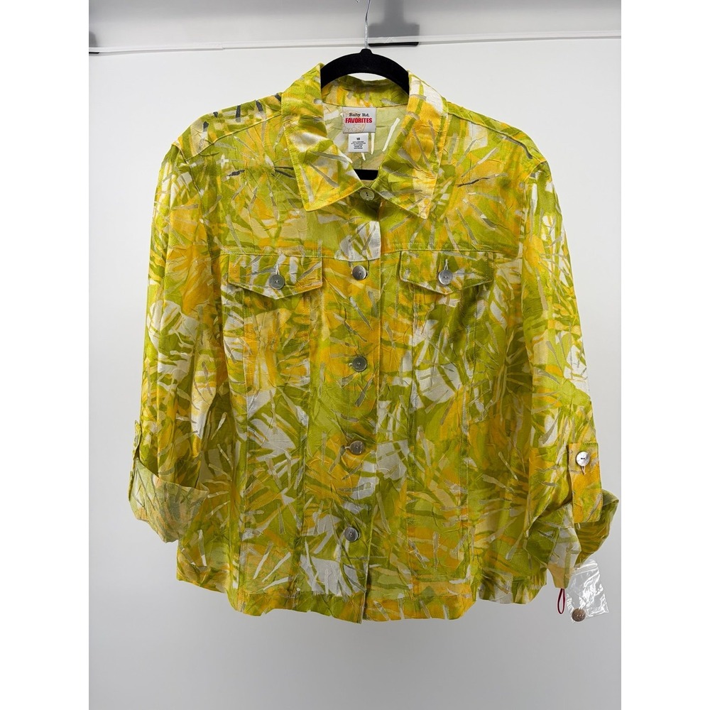 Ruby Rd Yellow, Mother of Pearl Button Down LS, Casual Dress, Women's Sz 18 S227
